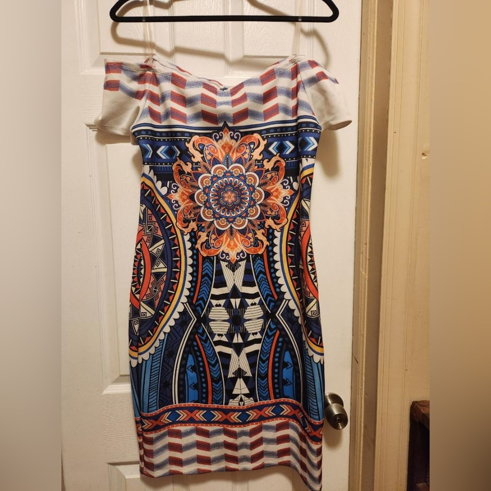 Printed off the shoulder dress